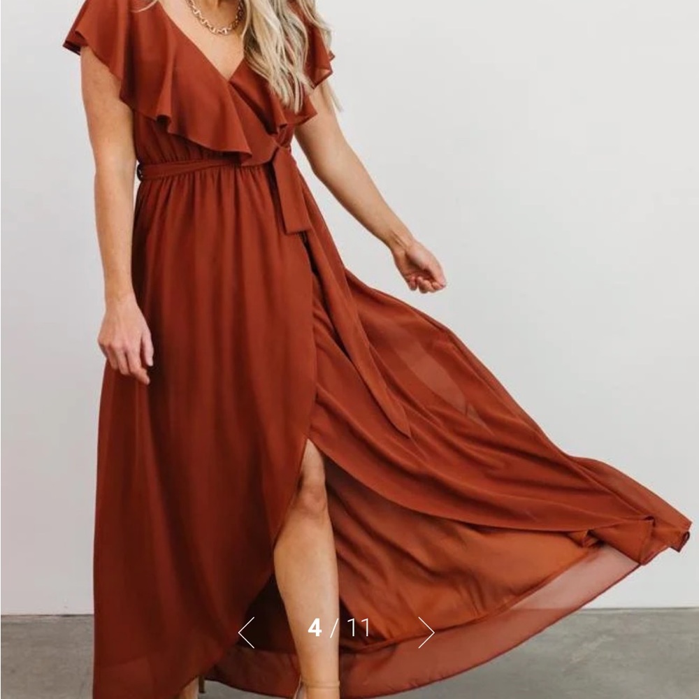 Katya Ruffle Maxi Dress - Baltic Born Rust